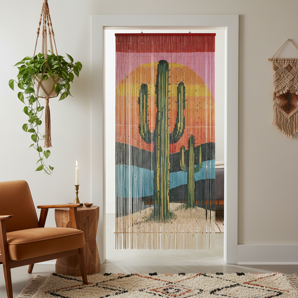 ※20: Cactus Art & Retro Desert Vibes Transform Modern Living Spaces