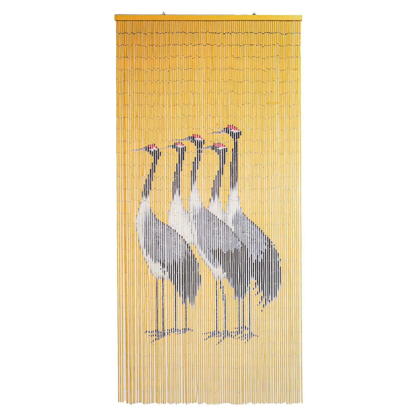Vietbud Five Cranes Bamboo Curtain Divider – Hand‑Painted Crane Wall Art & Room Separator, Natural Vietnamese Bamboo, 35.4″ × 78.7″