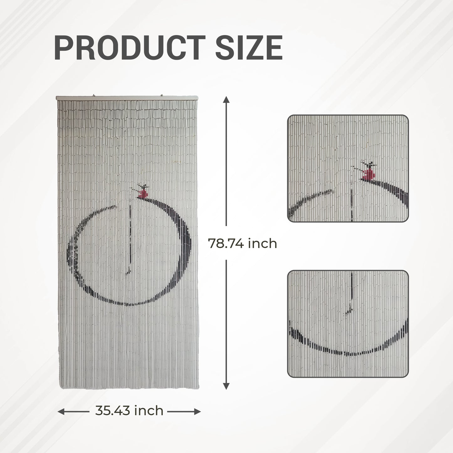 Vietbud Décor Bamboo Beaded Curtain Wall Art – Fishing Design, Decorative Room Divider & Indoor Hanging Panel for Doorways, 35.43 x 78.74 Inches