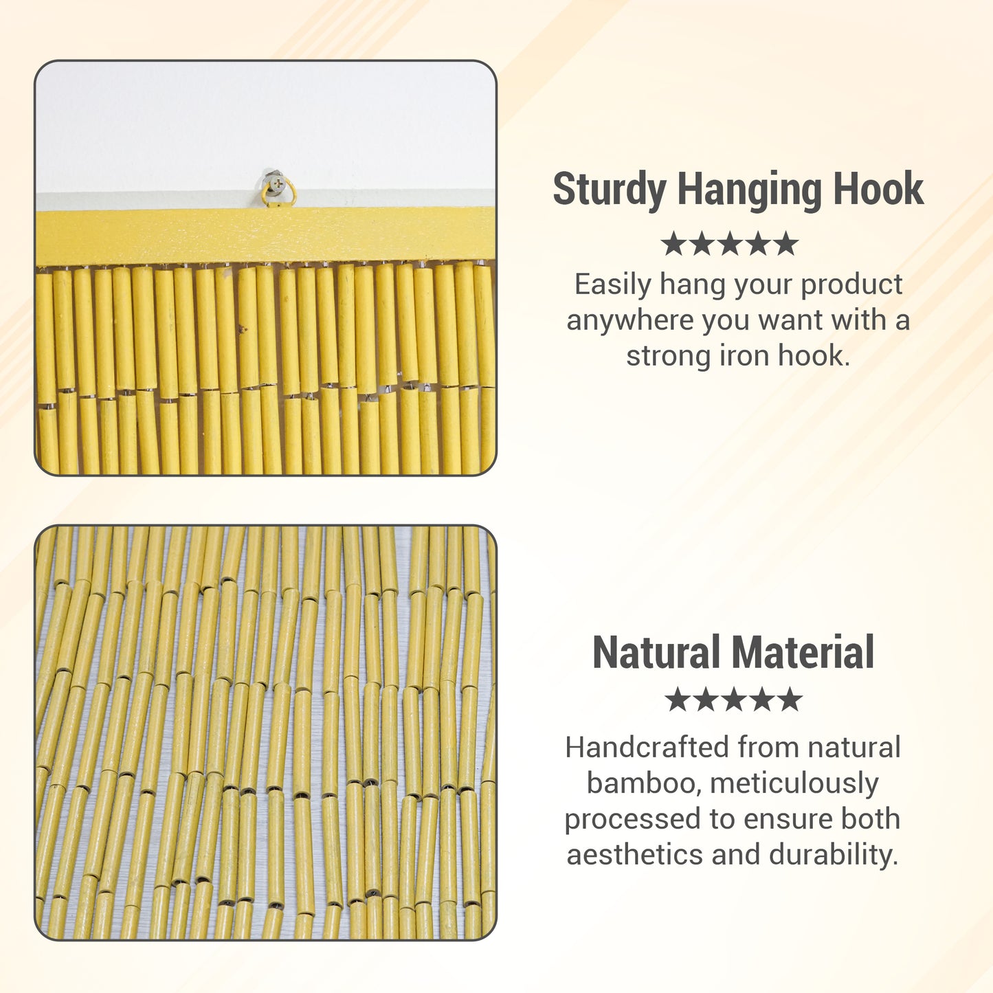 Vietbud Five Cranes Bamboo Curtain Divider – Hand‑Painted Crane Wall Art & Room Separator, Natural Vietnamese Bamboo, 35.4″ × 78.7″