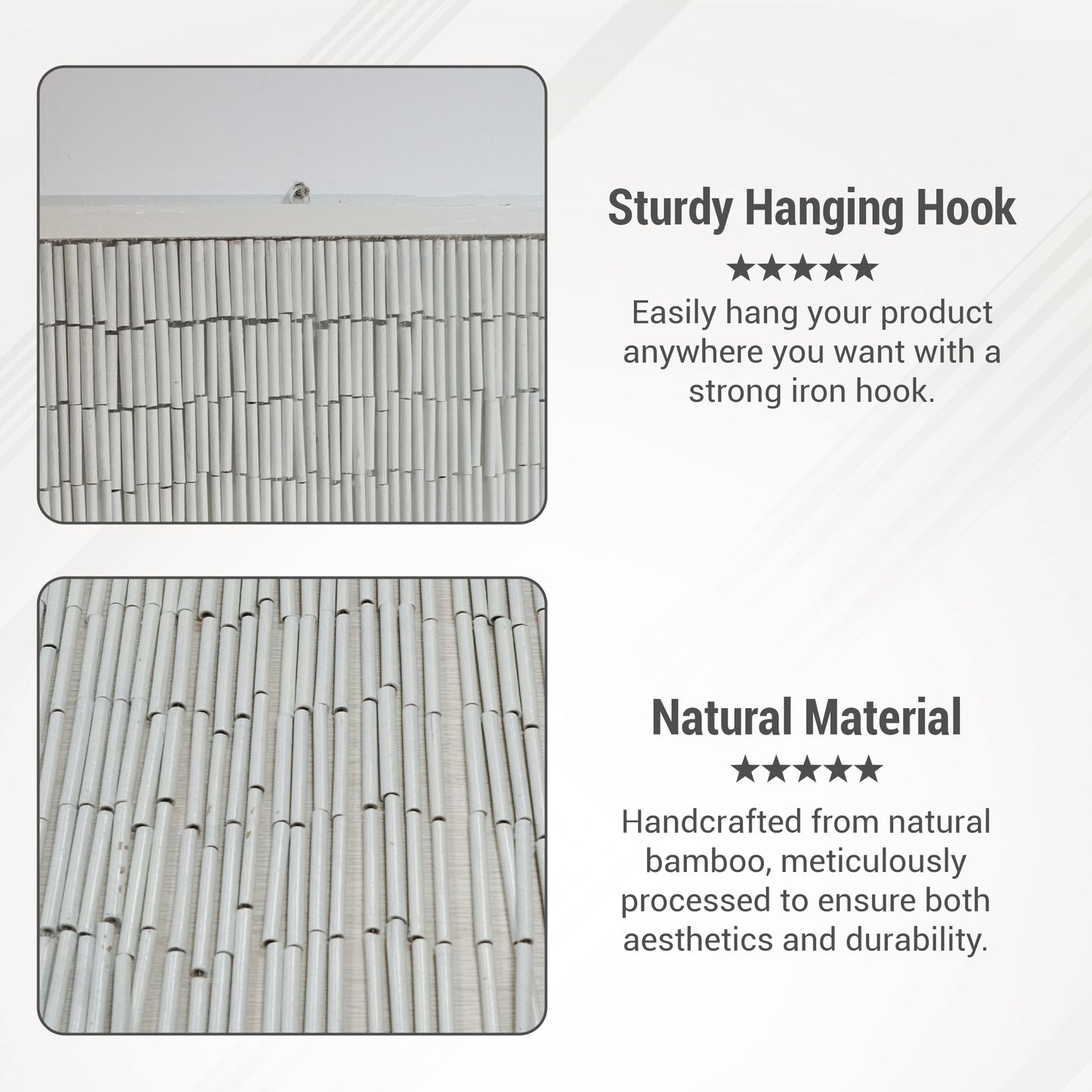 Vietbud Décor Bamboo Beaded Curtain Wall Art – Fishing Design, Decorative Room Divider & Indoor Hanging Panel for Doorways, 35.43 x 78.74 Inches