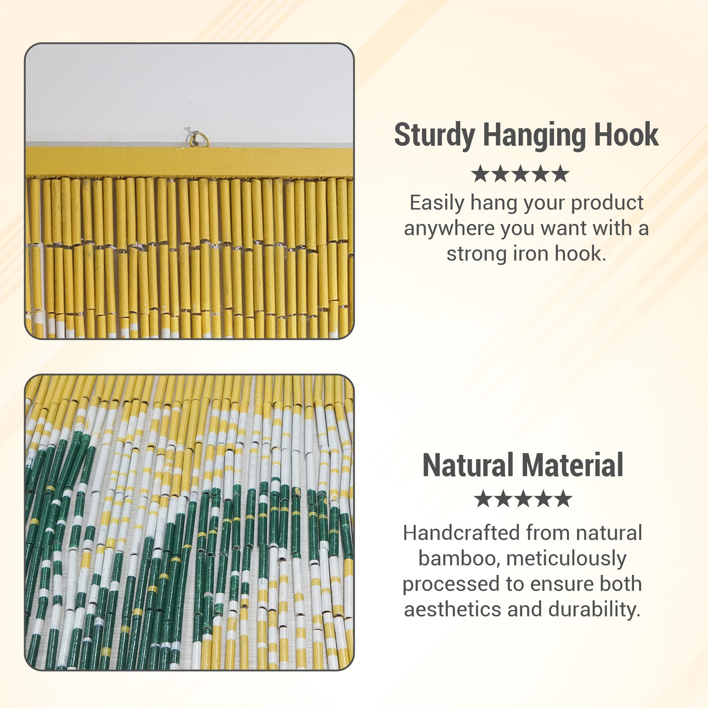 VIETBUD Palm Tree Bamboo Curtain – Handmade Tropical Room Divider & Wall Art, 35.43 x 78.74 in, Natural Vietnamese Bamboo, Eco Indoor Door Panel