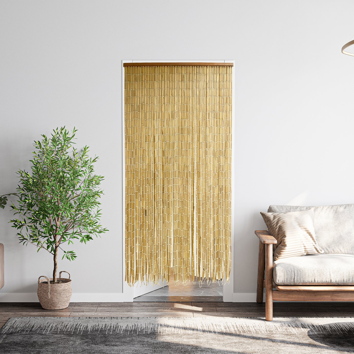 Vietbud Décor Natural Bamboo Curtain Wall Art, Decorative Room Divider, Natural Vietnamese Craft, Indoor Hanging Bamboo Blinds, Sturdy Hook, Easy to Clean, 35.43 x 78.74 Inches