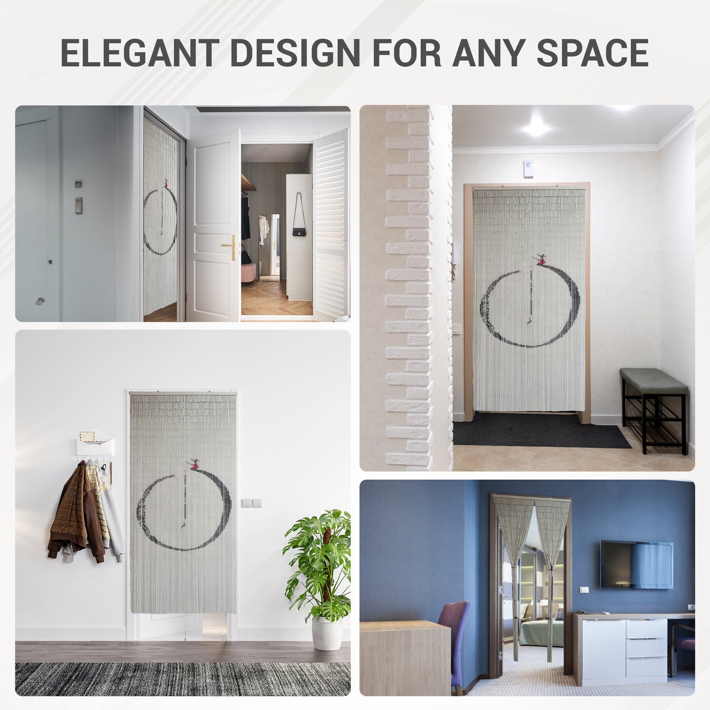 Vietbud Décor Bamboo Beaded Curtain Wall Art – Fishing Design, Decorative Room Divider & Indoor Hanging Panel for Doorways, 35.43 x 78.74 Inches